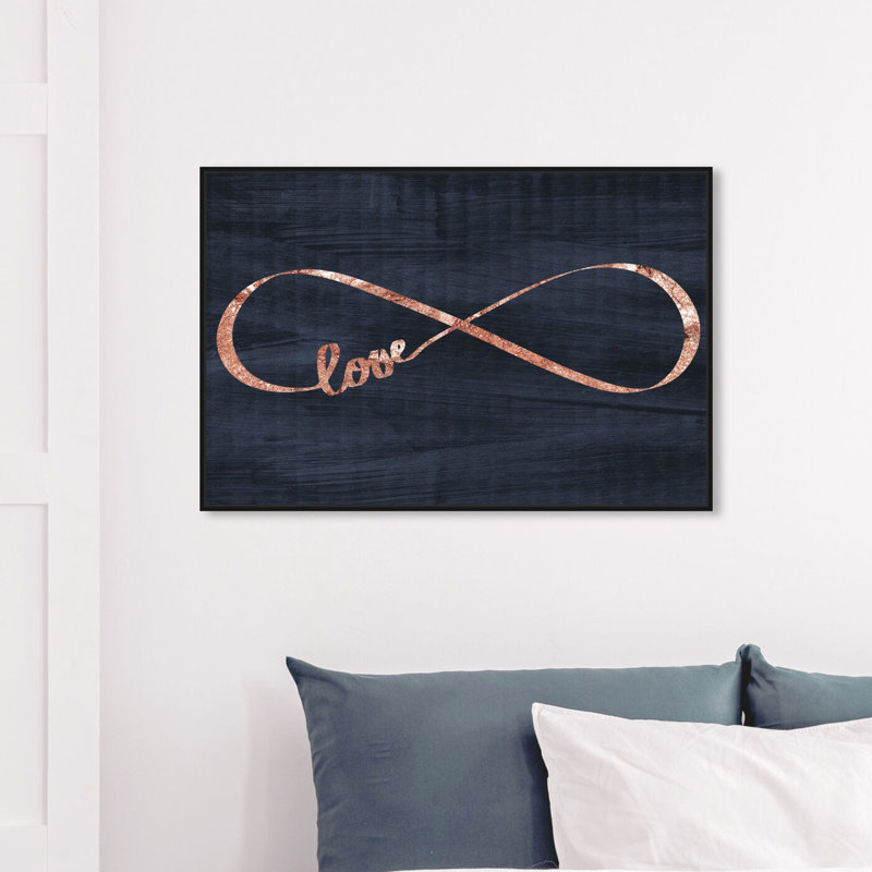 Infinite Love - art textuel sur toile, H 36 po x l 54 po, Cadre noir