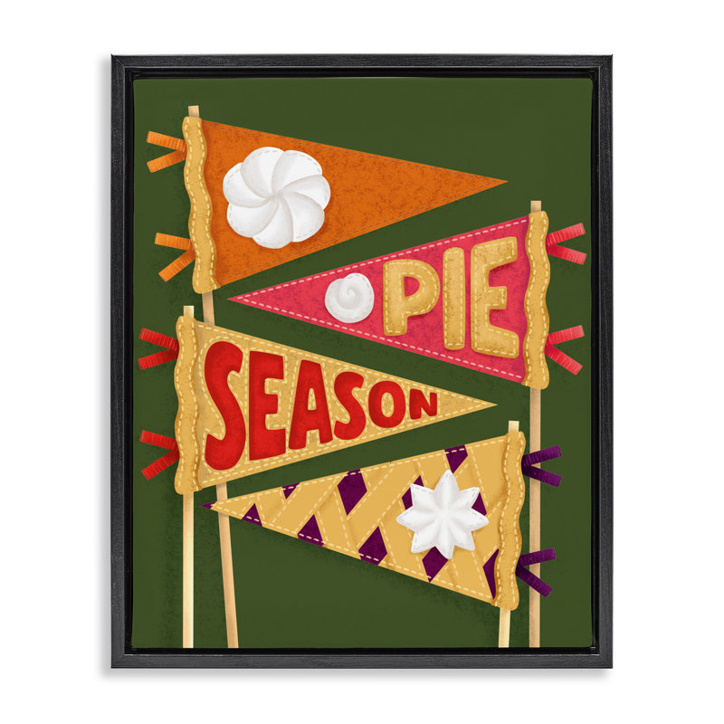 Cadre flottant Pie Season Pennants, design par Jilly Jack Designs, Cadre flottant noir de jais, H 21 po x l 17 po