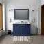 Meuble-lavabo double contemporain avec plateau en marbre de Carrare et miroir-1090437627