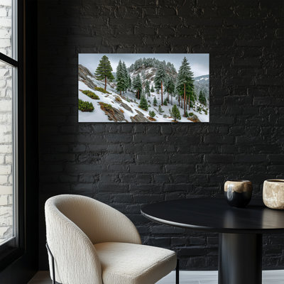  Art mural de Noël scène d'hiver, impressions sur toile forêt enneigée, peinture murale pin, affiche d'affiche nature sereine, paysage mural tranquille pour salon, chambre à coucher, 48 po x 24 po
