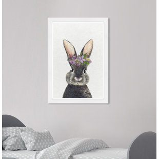 Art floral encadré de lapin