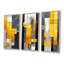 Fusion géométrique jaune et gris I - ensemble de 3 reproductions de toiles géométriques abstraites-121349694-121349667