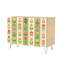 Buffet Buffet avec rangement Art floral populaire scandinave sans couture rouge jaune et rose avec 2 portes pour le salon et la cuisine