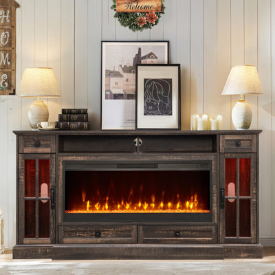 Aira 70" W Wood Fireplace TV Stand with Timer