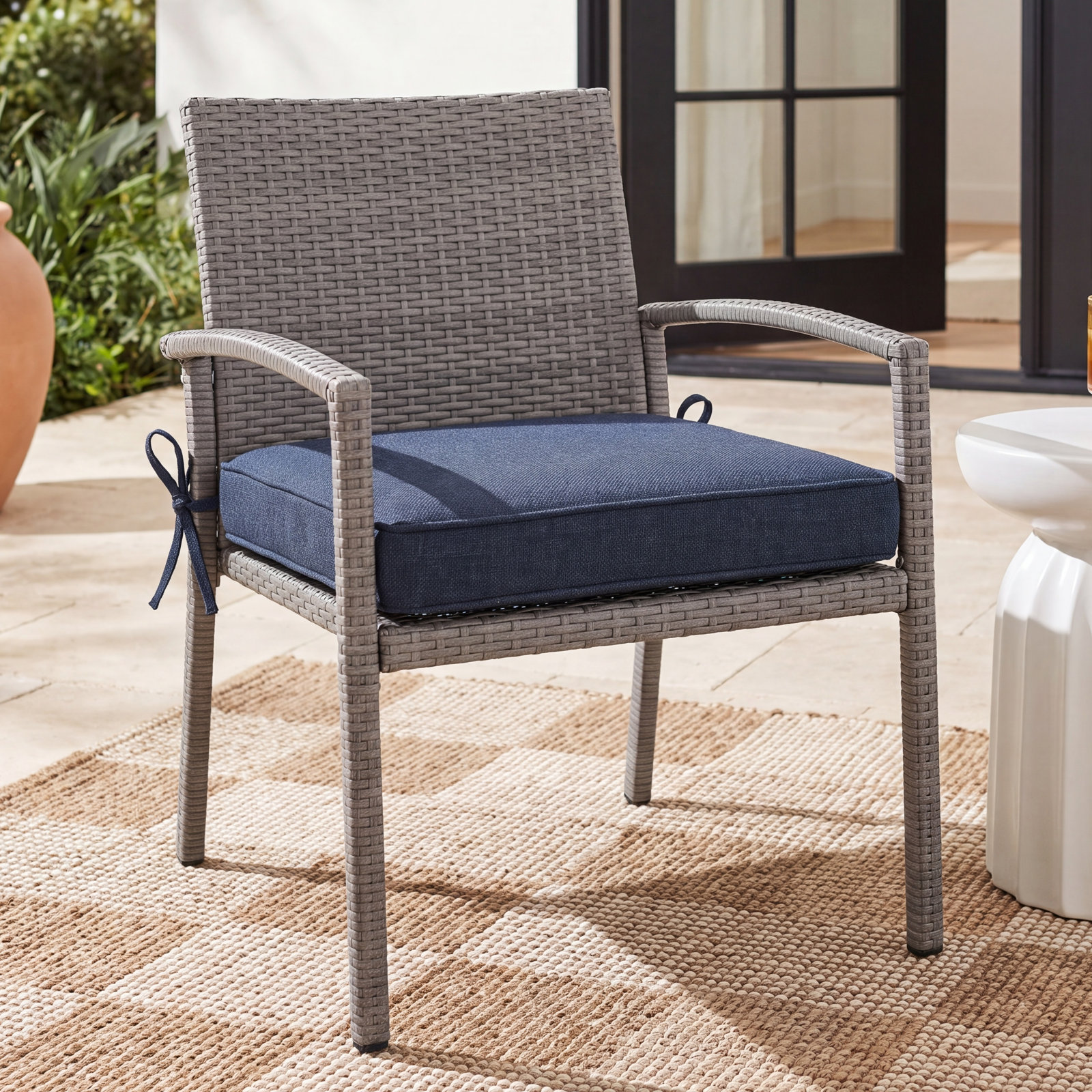 Sunbrella® Seat Cushion, 20" x 20", Improve Indigo Sunbrella®