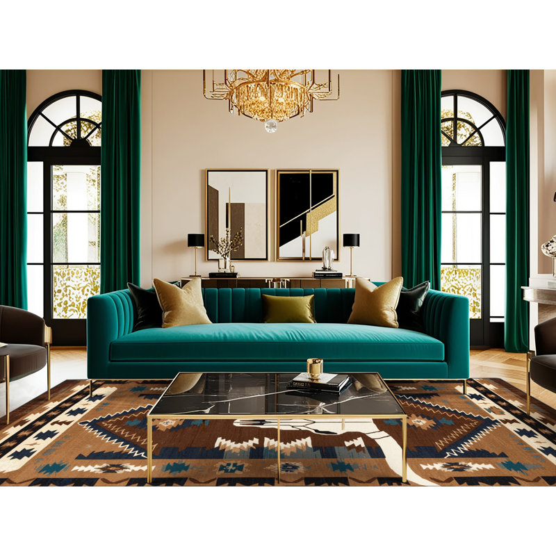  Tapis lavable Longhorn Cow Southwestern, Circulaire 5 pi x 5 pi