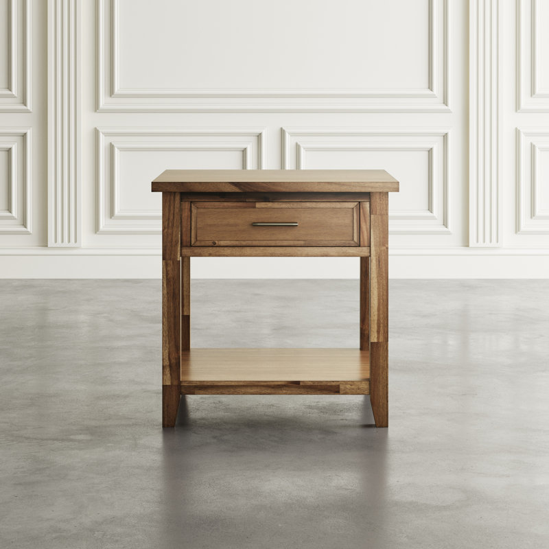 Abbeville Transitional Rustic Wood Square End Table with Storage