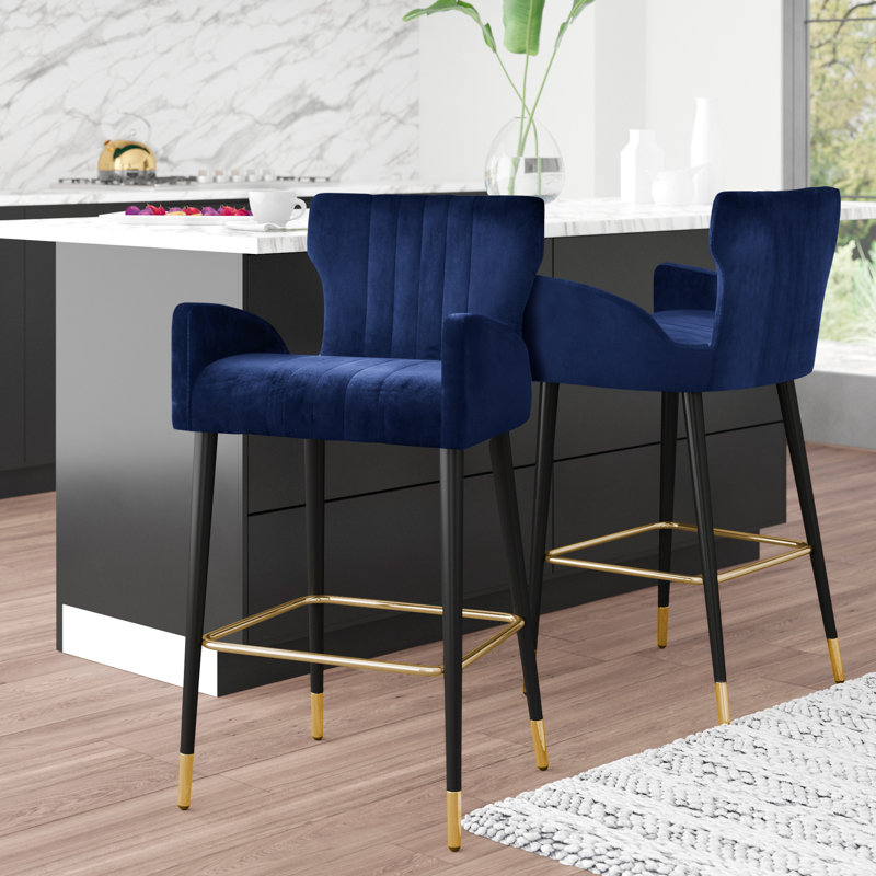 Tabouret de bar 28 po Briannan, Velours marine