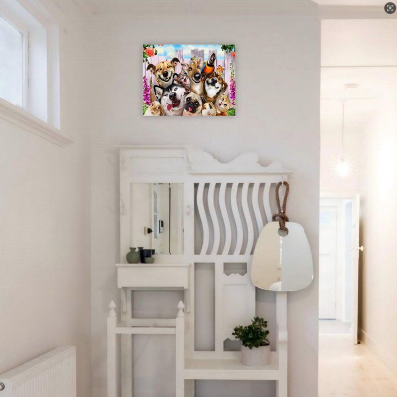 Art mural sur toile sans cadre 24 "x 18" Goofy Garden Dogs