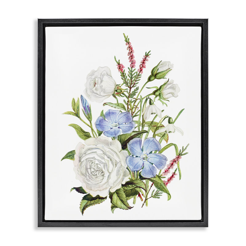 Cadre flottant à motif floral Bount circulation, design par lettré et doublé, H 31 po x l 25 po, Cadre flottant noir de jais