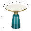 Table de bout ronde 19 po avec plateau en verre fritté et bordure en or brossé et base en verre trempé-125120048-109375855