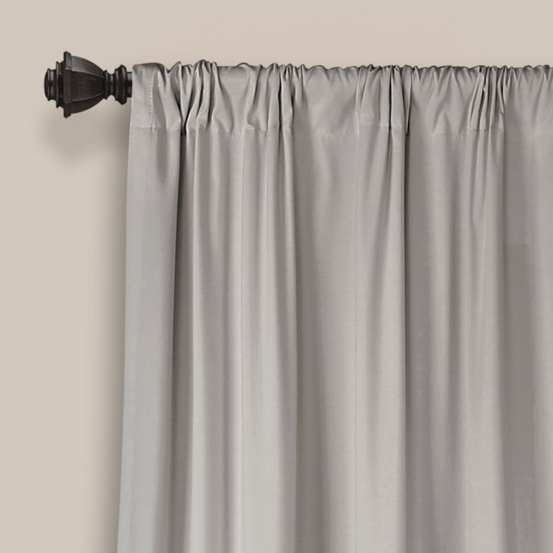 Lush Decor Allison Ruffle Semi-Sheer Curtain Panels Pair Drapes (Set of 2), Light Gray, 40"W x 95"L