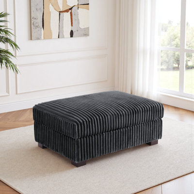 Upholstered Faux Rabbit Fur Flannel Rectangle Ottoman, Single Ottoman Modular Part For Sectional Sofa by Ebern Designs