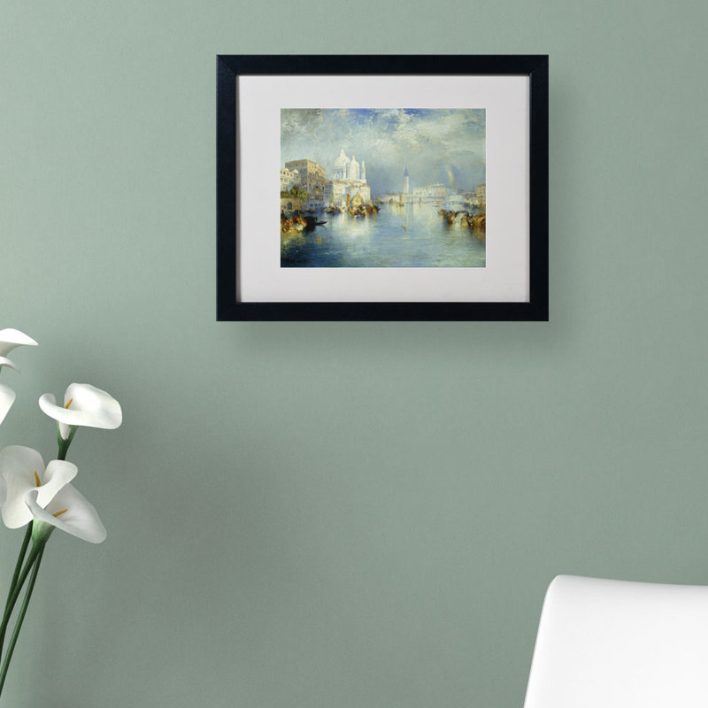 « grand canal venice 1903 » par thomas moran, reproduction d’art encadrée, H 11 po x l 14 po x P 0,5 po, Brun