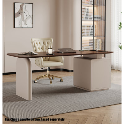 Brown+White Rectangular Solid Wood desks
