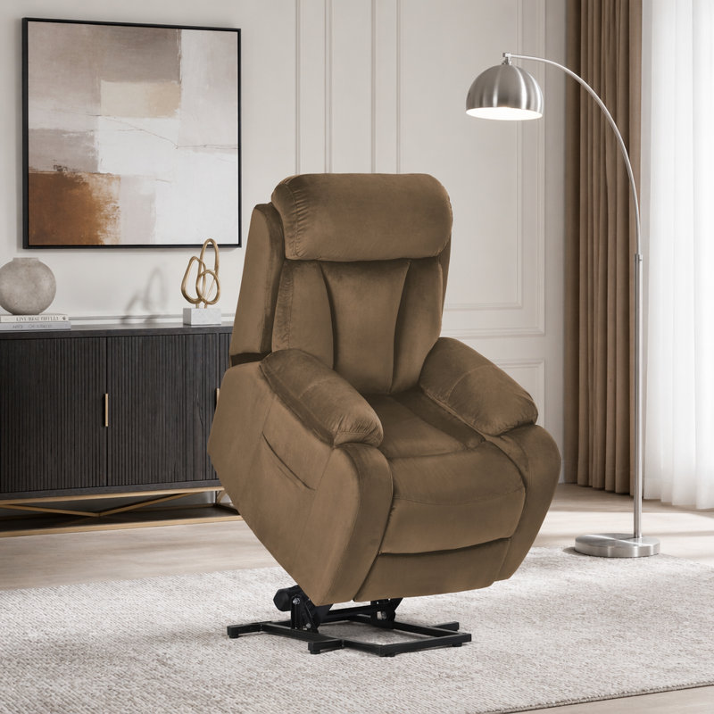 Fauteuil inclinable électrique Power Lift, Velours, Brun