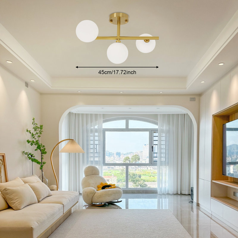 3-Light Glass Semi Flush Mount