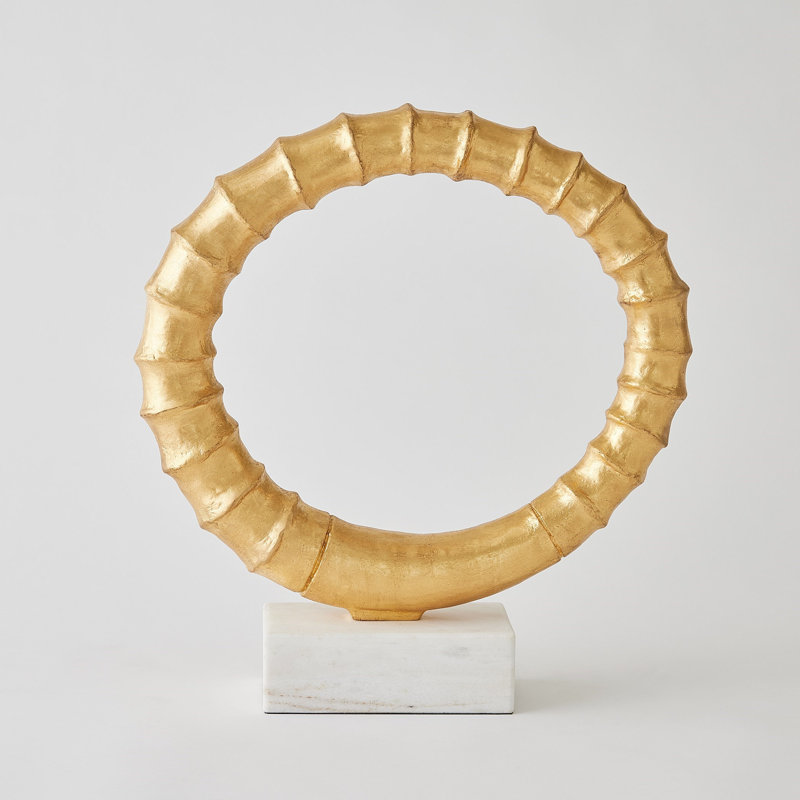 Infinity Horn Sculpture-Bronze, White/Gold