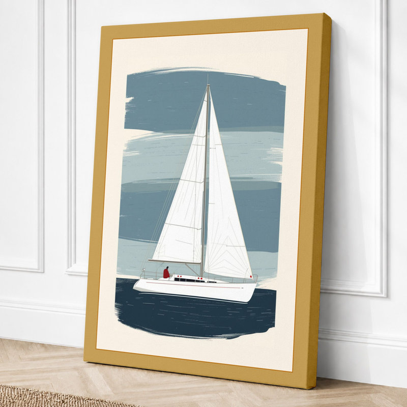 Sailing at Dawn Mid-Century - Wrapped Canvas, 18x12 - 45.7 x 30.5 cm, Ochre Border
