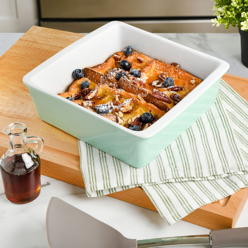 Martha Stewart Oval 0.8 Qt. Stoneware Rectangular Baker, Mint