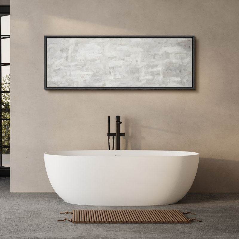 "Minimal Landscape Minimalist White Abstract", impression sur toile encadrée, H 20 po x l 60 po, Noir, noir, noir, noir