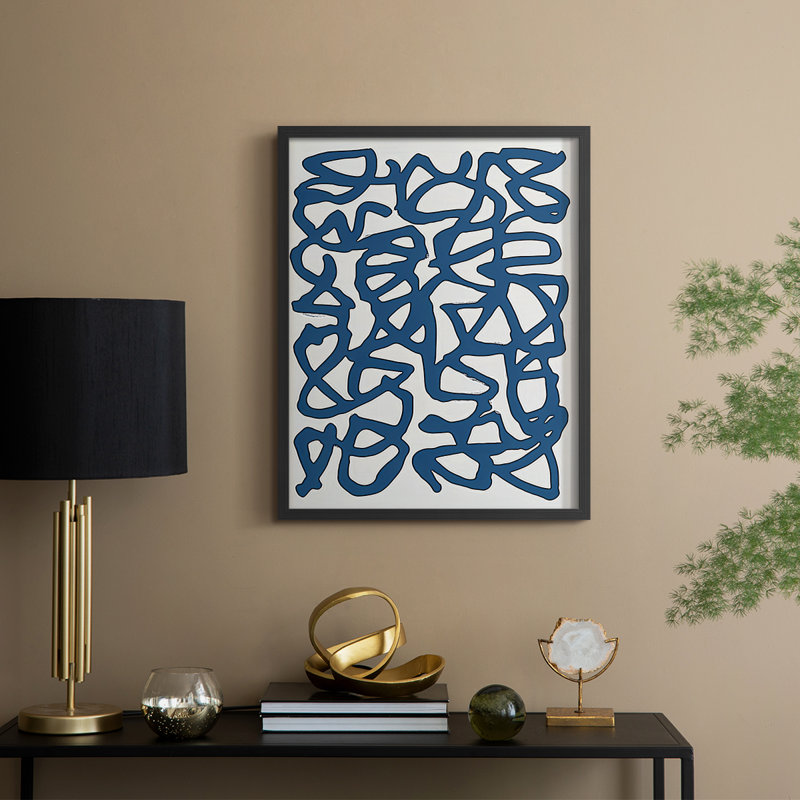 Abstrait, reproduction encadrée CL XXXVI - prêt à être accroché , H 10 po x l 8 po, Noir
