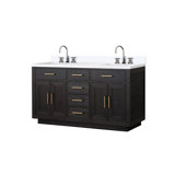 Abbey 60 in W x 22 in D Double Bath Vanity, Chrome Faucet Set