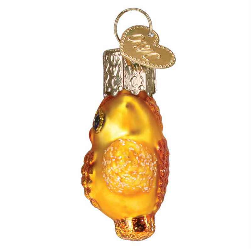 Mini Golden Glass Halloween Owl Ornament with Glitter Accents