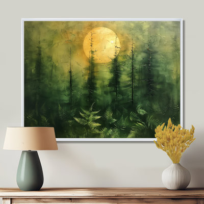 Décoration murale vert forêt jaune pleine lune Fusion I - forêt