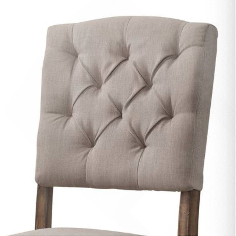 Ensemble de 2 chaises d'appoint en lin beige et chêne vieilli Bernard, Chêne
