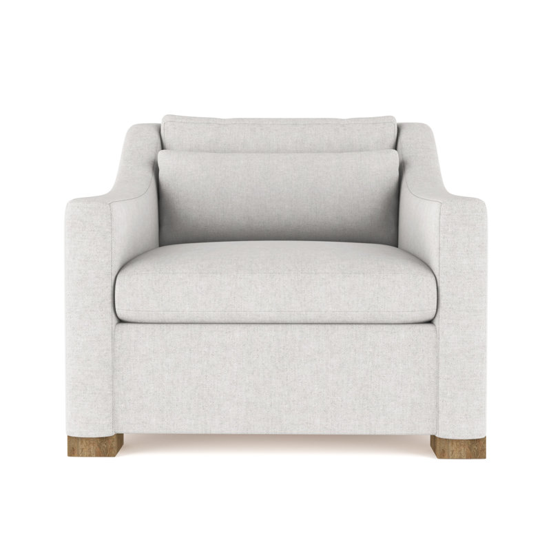 Crosby Armchair, 32.5" H x 35" W x 43" D, Plush Velvet Silver Streak, Ebony