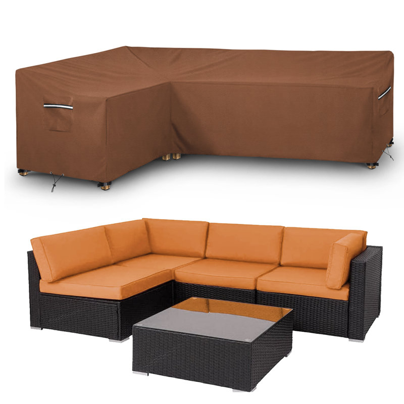 Heavy Duty Outdoor Sectional Sofa Cover Waterproof Patio Sectional Couch Cover, 31" H x 104" W x 83" D