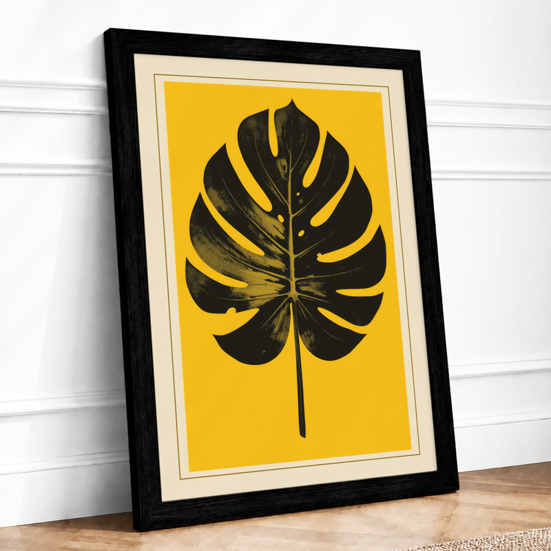 Monstera In Gold Botanical - Print, Black, A3 - 42.0 x 29.7 cm