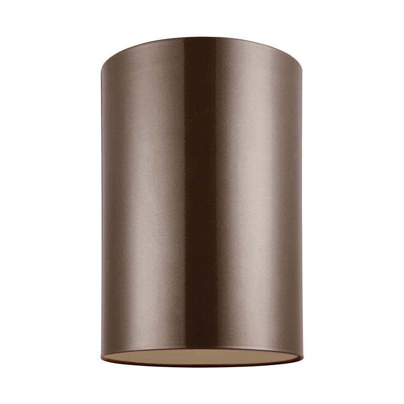 Cylinders 1 - Light Outdoor Flush Mount, 9" H x 6" W x 8.75" D, Bronze, No