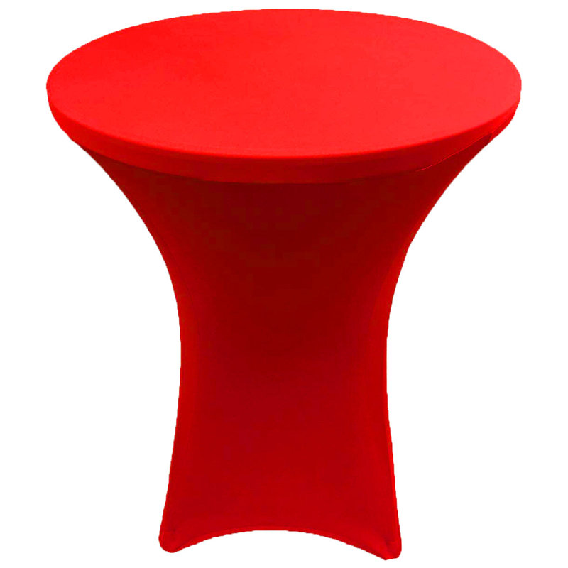 Cocktail Spandex Tablecloth Round Highboy Fitted Stretch Table Cover For Wedding Banquet Party, 28" L x 28" W, Red