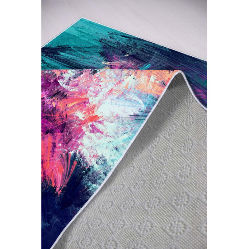 Elegant Hall Carpet, 2.6 x 9.8 Feet | 100% Polyester, 650 g/m², Pile Height: 0.3 Inches | Antibacterial, Non-Slip PVC Dot Underside | Machine Washable, 3D Digital Printing, Ideal for Modern Living Spaces