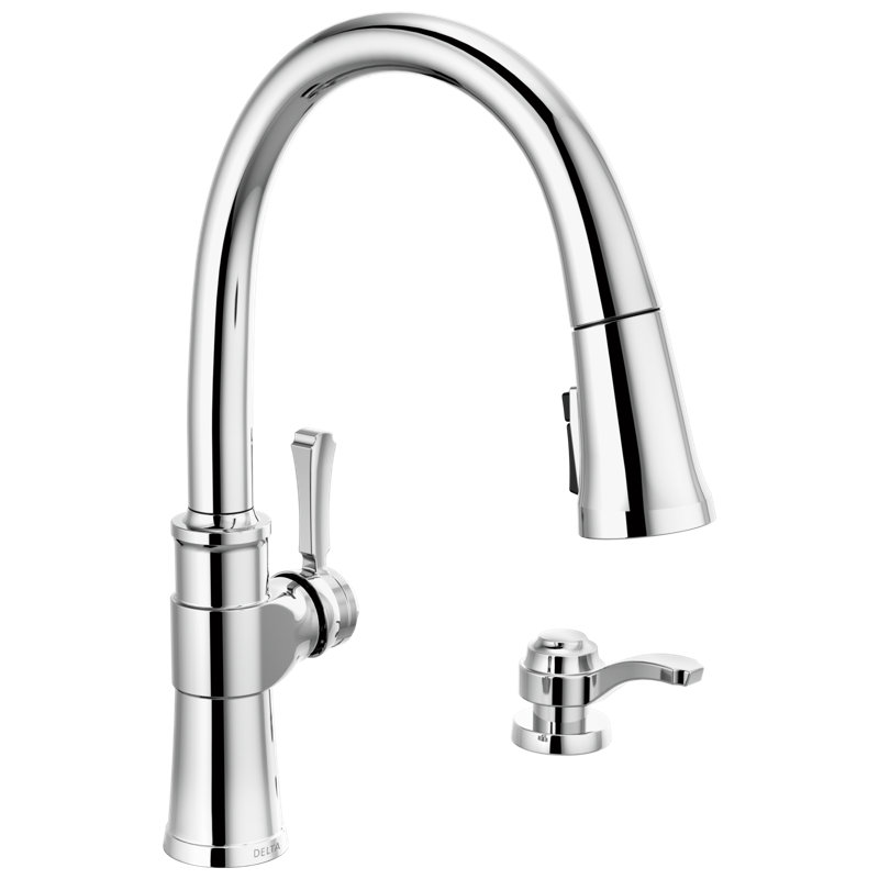 Spargo Pull Down Sprayer Kitchen Sink Faucet, Single Handle Kitchen Faucet, Chrome