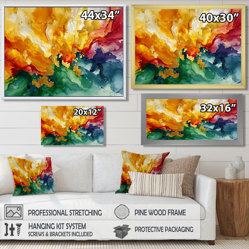 Alverson - Abstract Wall Art, H 30 po x l 40 po, Cadre flottant, Blanc