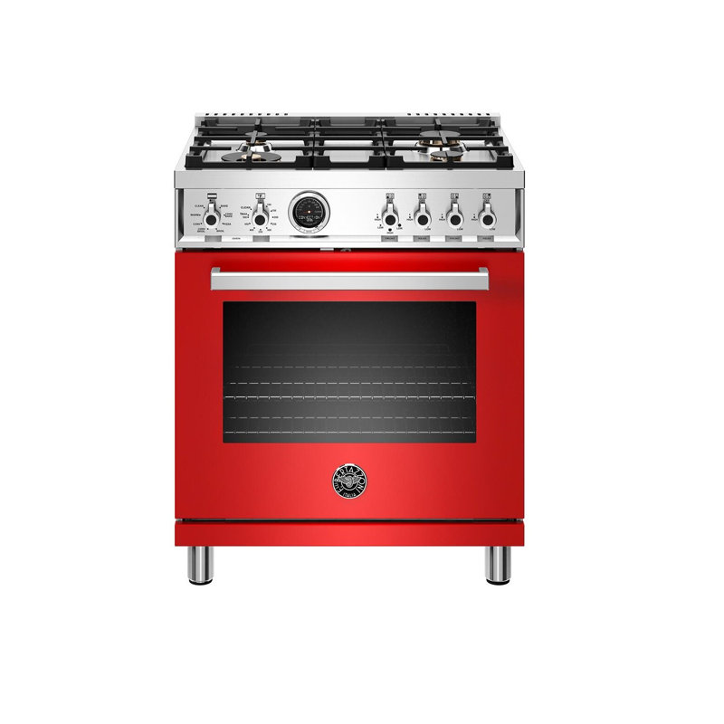 Bertazzoni 30" 4.6 Cubic Feet Free Standing Range, Rosso