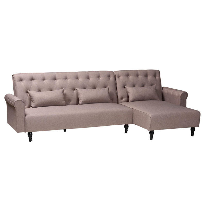 Canapé et méridienne rembourrés 2 pièces Minos, Mélange de polyester beige