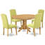 Ensemble de table de salle à manger 5 pièces comprenant une table ovale en bois avec feuille papillon et 4 chaises rembourrées en tissu Linelight, chêne-421326286-421326287-471855476
