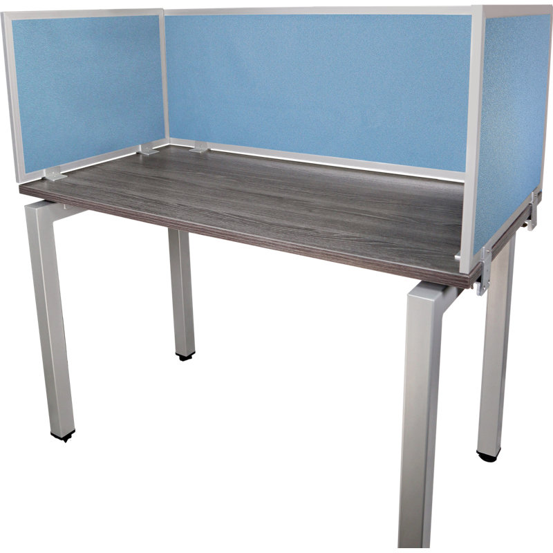 Panneau d'intimité acoustique fixé au bureau, Aluminium, Tombée de la nuit, H 18 po x l 42 po x P 0,63 po
