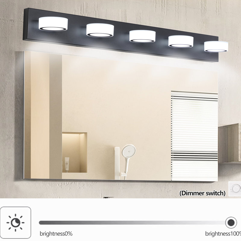 Led Black Mirror Lights - 5- Dimmable Vanity Fixtures For Bath Wall & Over, 5, Matte Black, 4..3" H x 37" W x 5.1" D