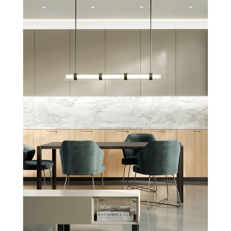 Wit 1 - Light LED Pendant, Black, 6" H x 55.9" W x 3.9" D