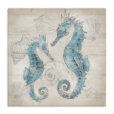 «Blue Seahores» sur toile rustique par Conrad Knutsen