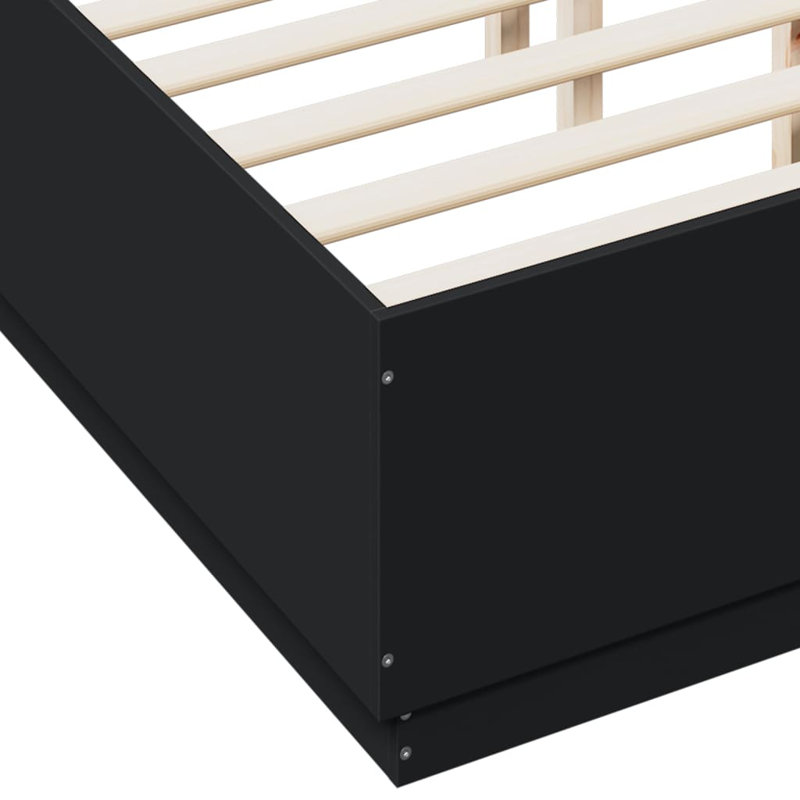 Noar Bed Frame, UK Double - DE 135 x 190 cm, Black