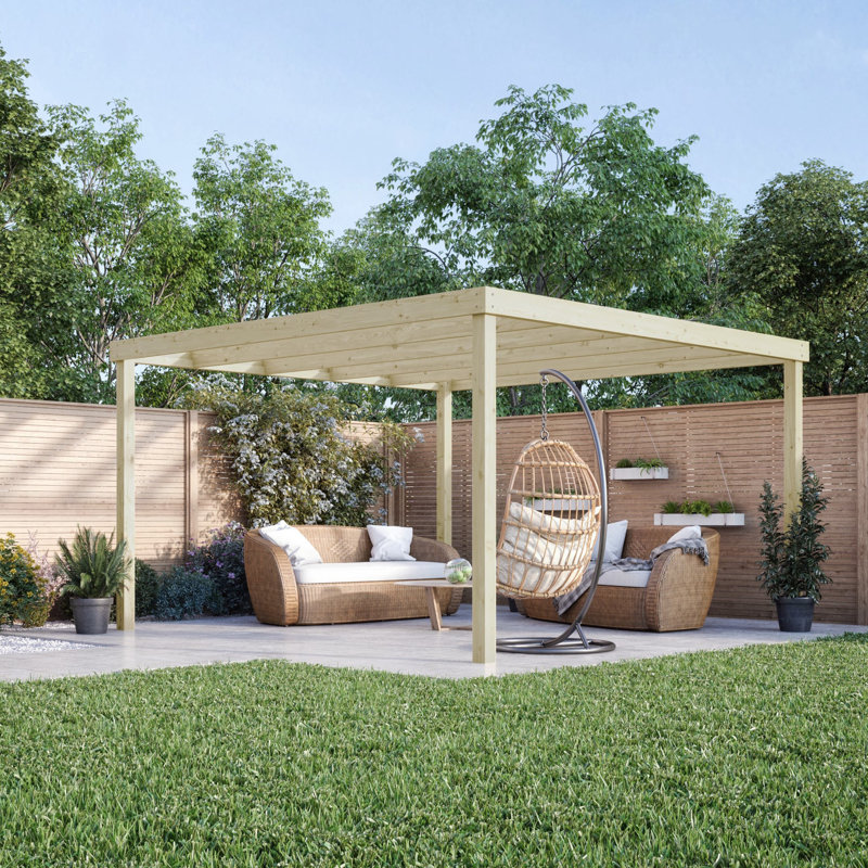 Micelle Solid Wood Pergola, Light Green, 14' x 6'
