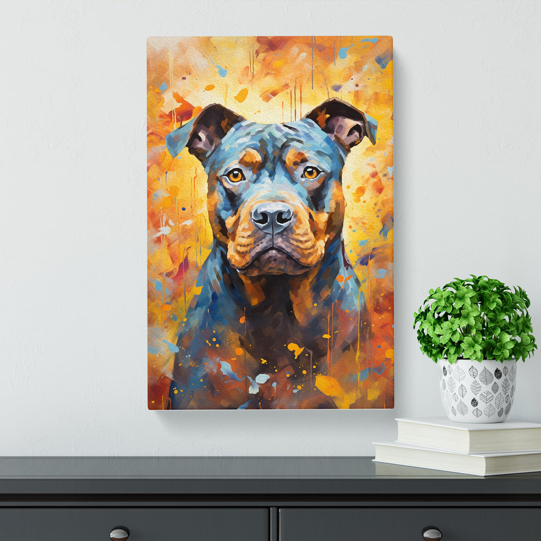 Staffordshire Bull Terrier Impressionism - Wrapped Canvas