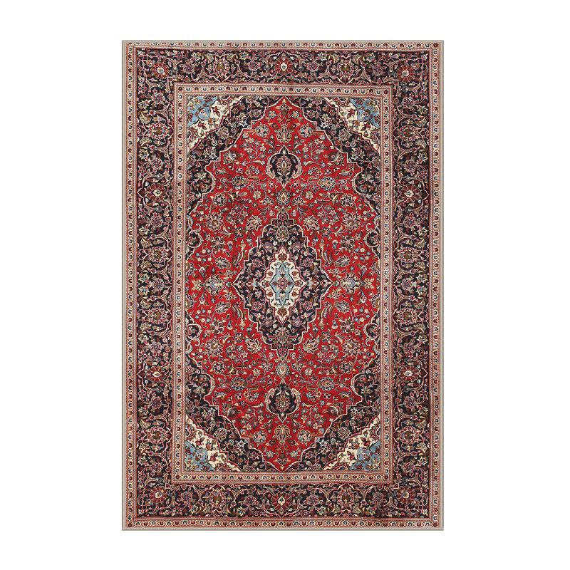 Tapis traditionnel rouge / beige Diahna, Rectangle 6 pi x 9 pi
