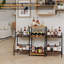 Armoire de bar autoportante à 4 niveaux, support à vin en fer et bois avec garde-corps de protection, tablette de grande capacité pour les bouteilles et les boissons, organisateur de bar pour la maison, brun